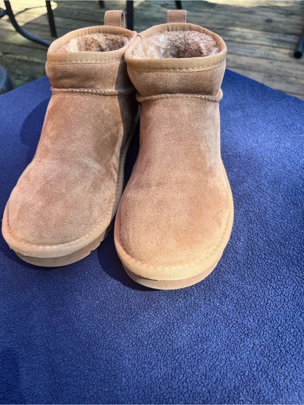 Maurices Tan Suede Fleece-Lined Ankle Booties